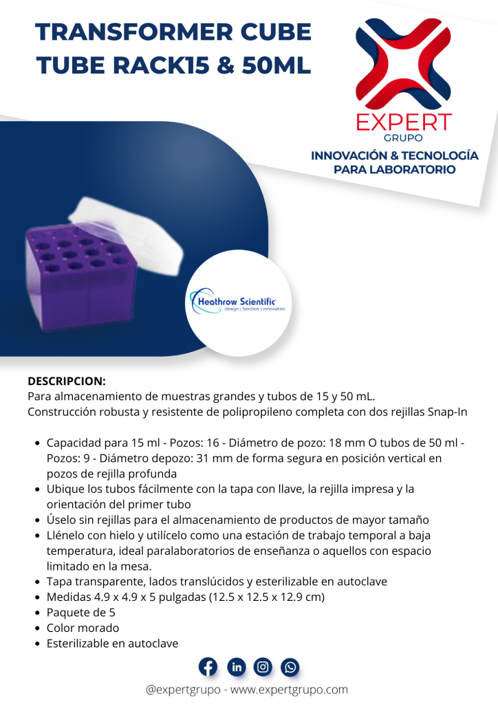 TRANSFORMER CUBE TUBE RACK15 & 50ML - Expert Grupo